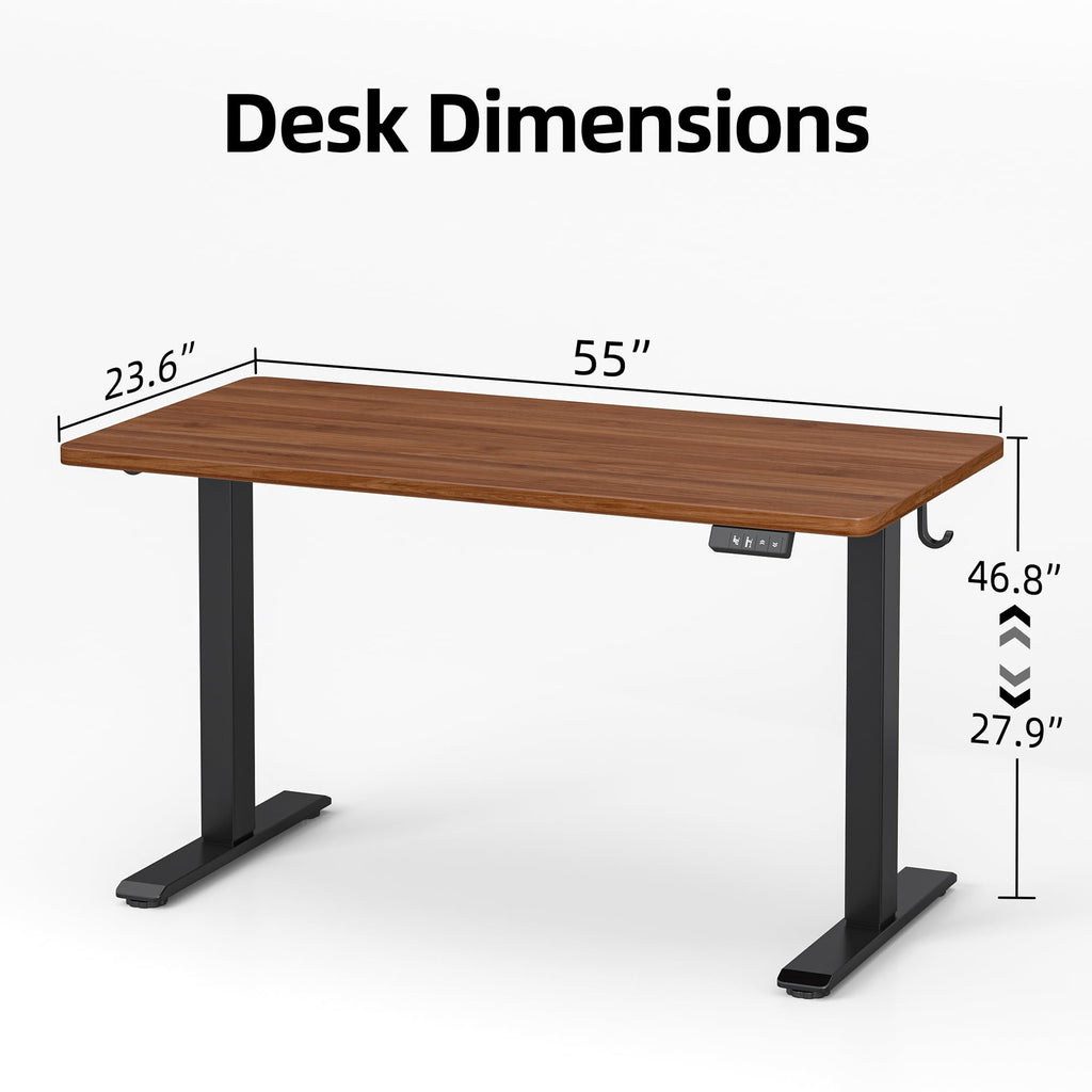 Electric Standing Desk, Adjustable Height Stand up Desk, 55 * 24 Inches Sit Stand Home Office Table with Splice