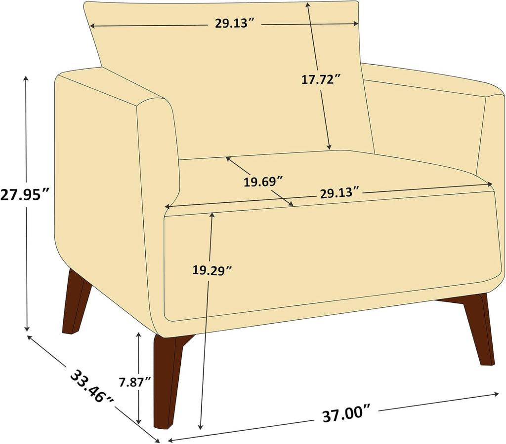 Oversized Accent Chair Modern Boucle Armchair - 37" Wide Accent Chair with Solid Wood Legs, Camel Upholstered Lounge