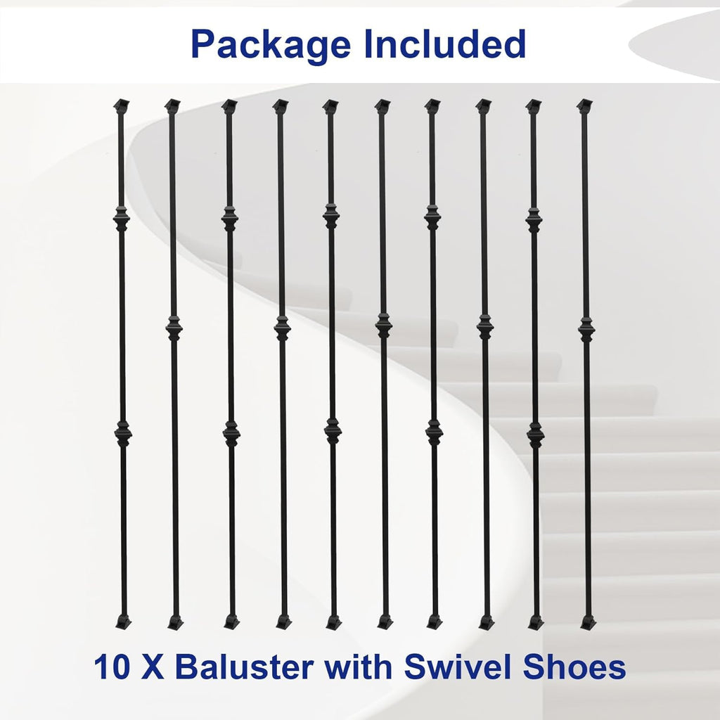 10-Pack Wrought Iron Balusters Knuckle Design