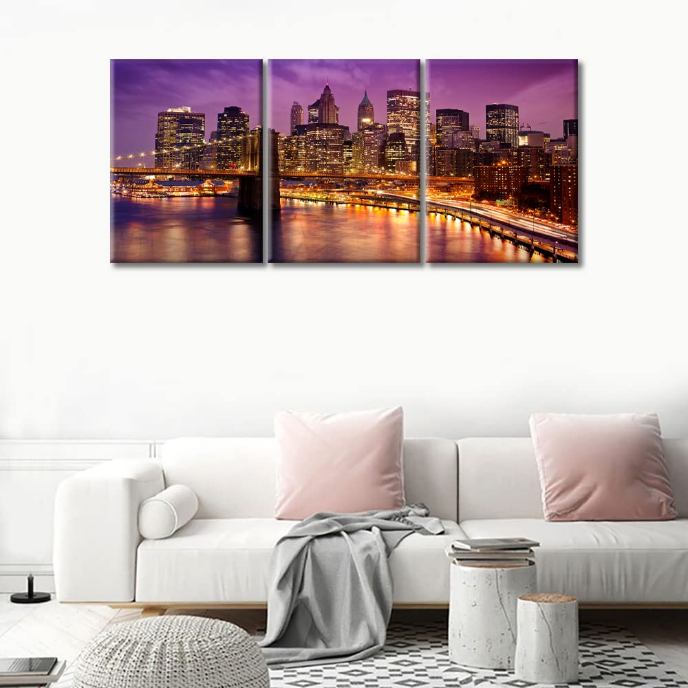 Brooklyn Bridge Canvas Print Wall New York City Picture Print on Canvas Wall Cityscape Photography Modern Multicolor