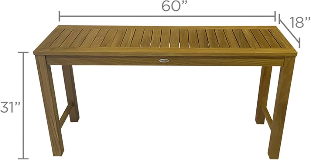 Console Table, 18x60-Inch Rectangular Wooden Outdoor Teak Table, Contemporary Outdoor Furniture for Deck, Garden