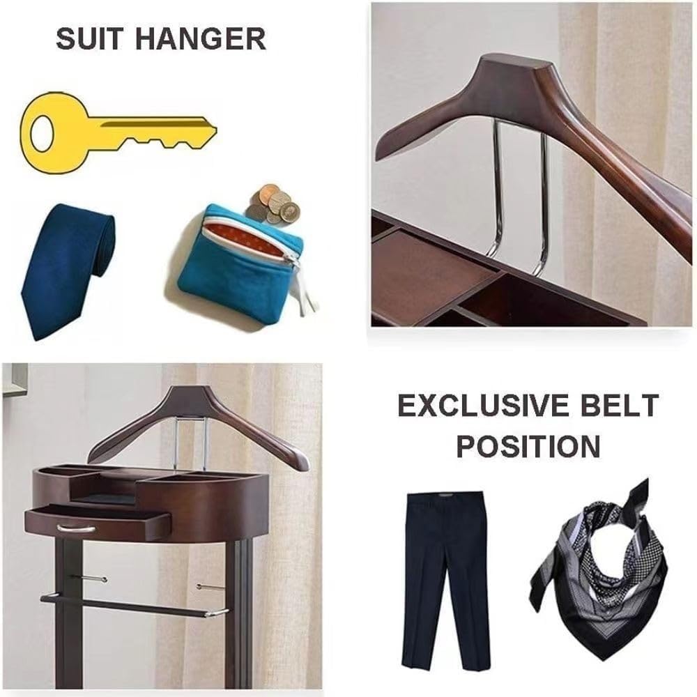 Suit Stands Butler Clothing Racks Wood Suit Valet Stand Clothes Rack with Base Floor Standing Suit Hanger Rack with