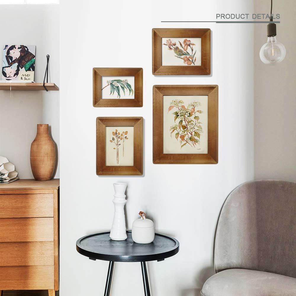 8x10 Picture Frames, Brown Rustic Wood Frame with Glass Front, Display 10x8 inch Photos for Table Top Display and Wall