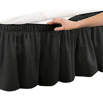 Pleated Three Sides Fabrics Wrap Around Style Egyptian Cotton Elastic 15 inch Drop Dust Bed Skirt for