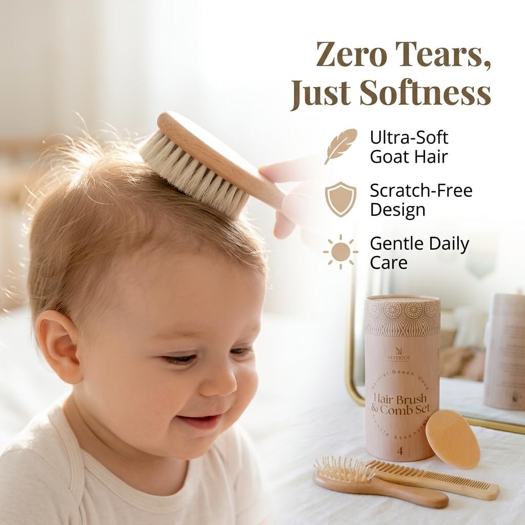 Hair Brush & Cradle Cap Brush, Newborn Grooming Kit