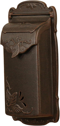Floral Vertical Wall Mount Mailbox - Copper Cast Aluminum Mailbox for Wall Mount