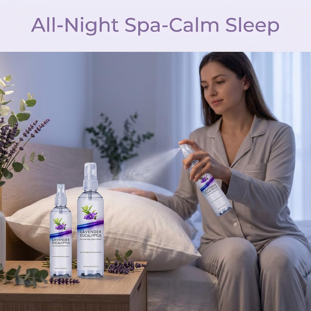 Eucalyptus Pillow Spray for Sleep, Aromatherapy Linen Spray for Bedding, Room Fabric Mist, Natural Essential Oil