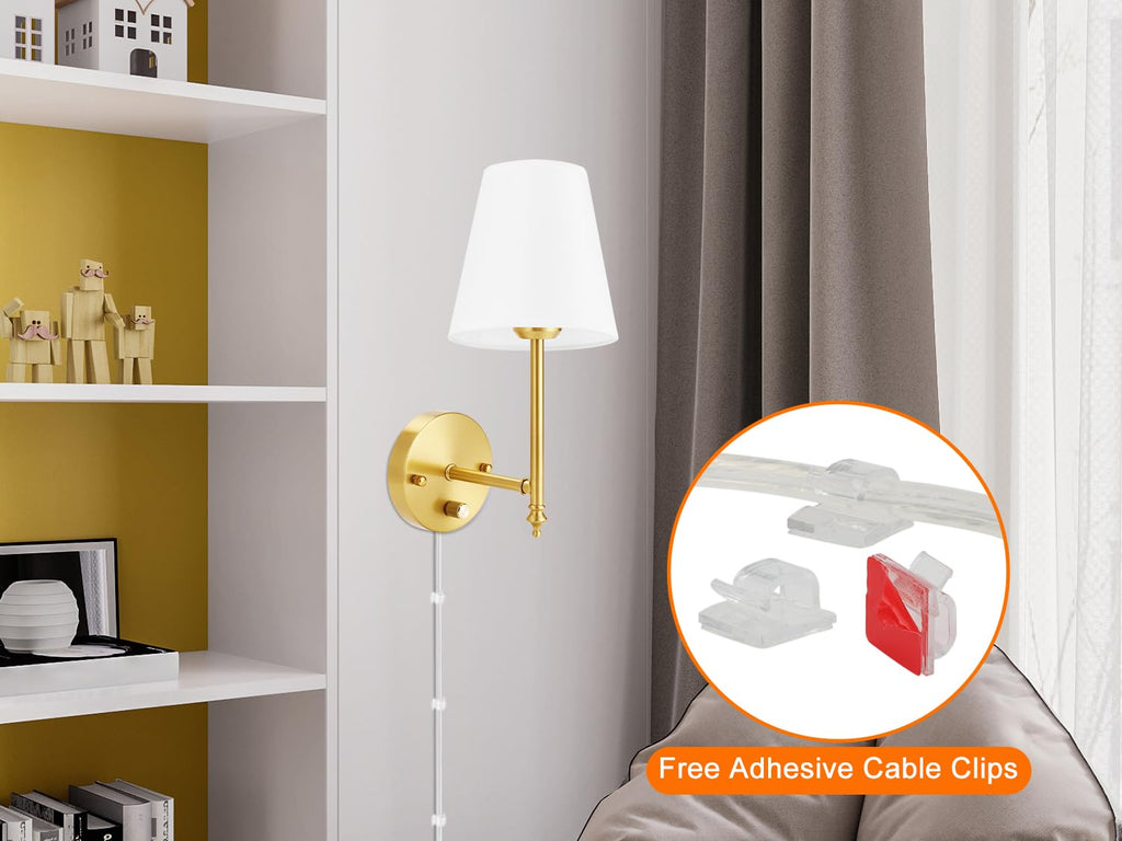 Wall Sconces Set of Two with Remote Control, Dimmable, Adjustable Colors 2700-6500K, Plug in Wall Sconces with White