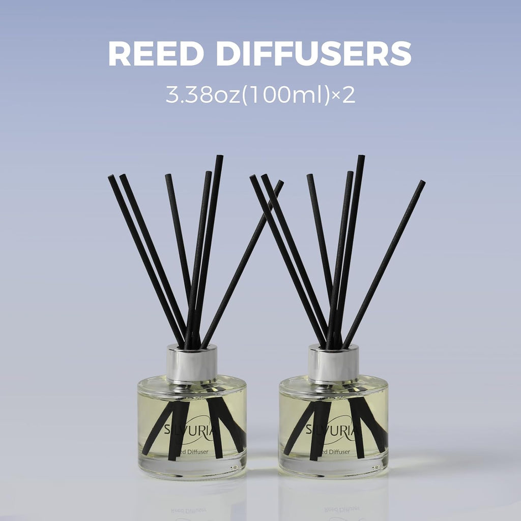Reed Diffuser Set,2x100ml Bamboo Scented Oil Diffuser - Set of 2