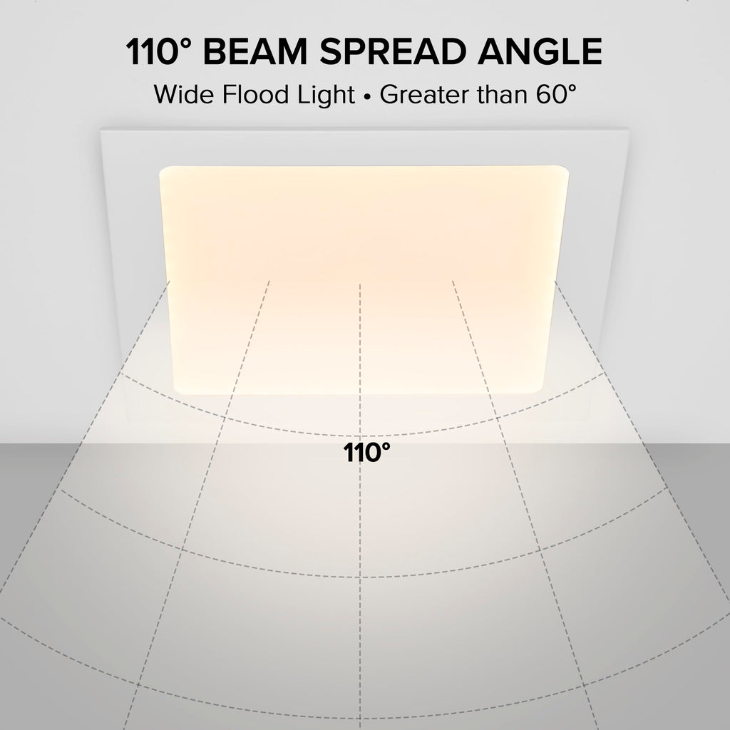 8 in. 5 CCT Square Slim Recessed LED Downlight, 1600 Lumens, White