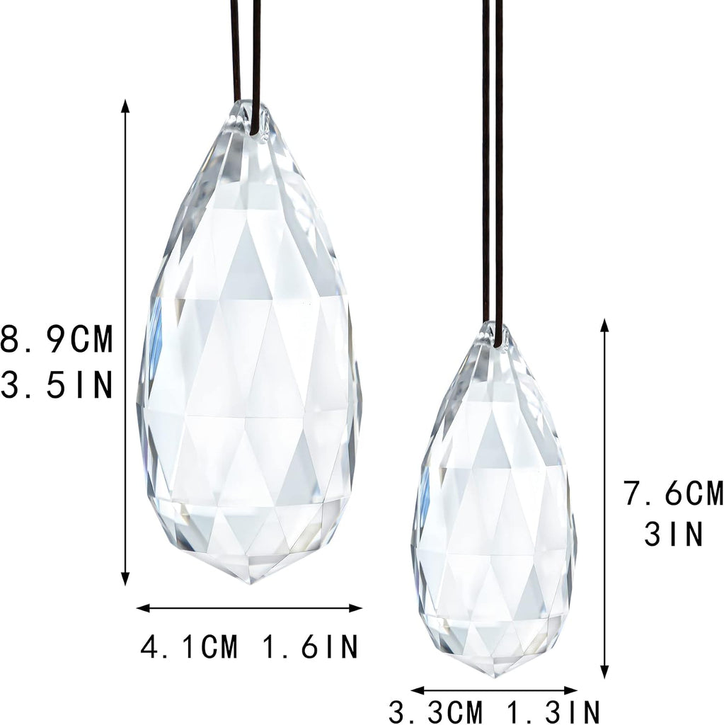 Set 2 Crystal Prism Clear Faceted Glass Olive Prisms Chandelier Crystal Hanging Ornaments for Christmas Tree DIY