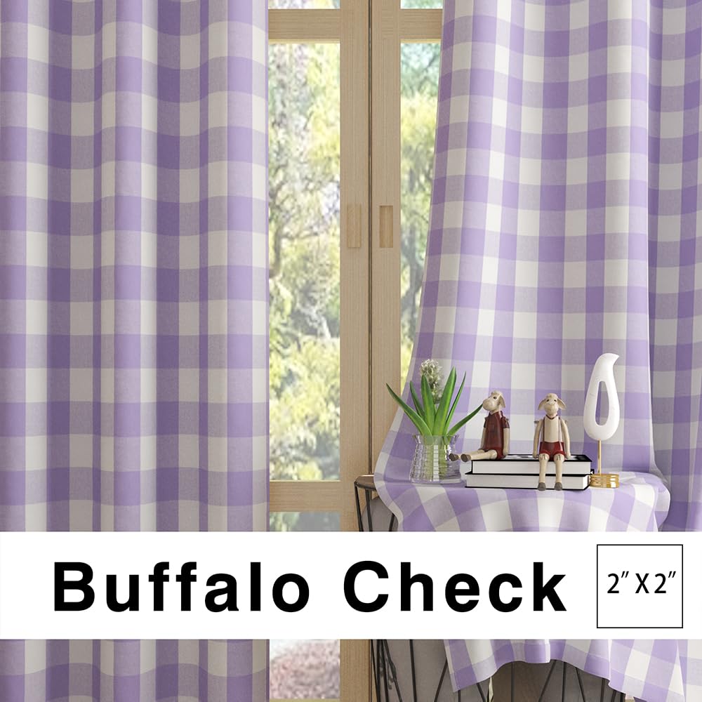 Curtains for Windows Buffalo Check Drapes Plaid Gingham Pattern Rod Pocket Cotton Curtain Panels 92 inch Length