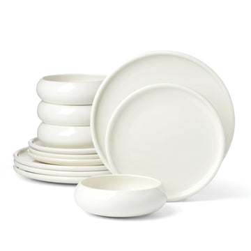 Quirk Porcelain 12-Piece Dinnerware Set for 4