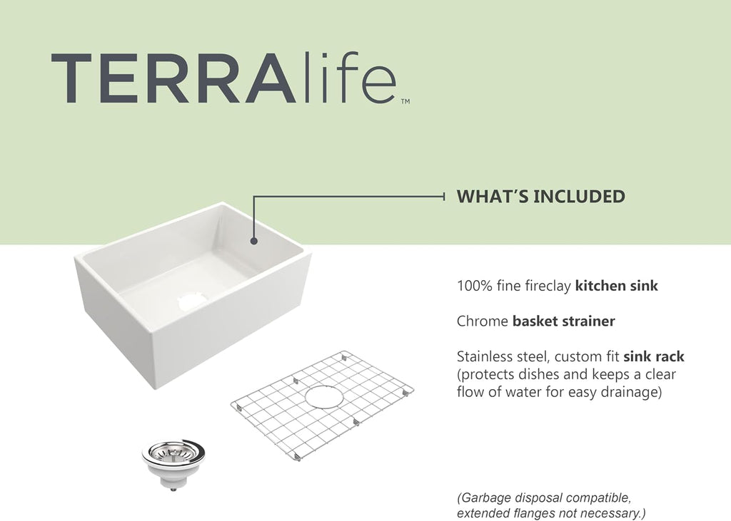 Catalina Farmhouse Apron Front Fireclay 27 in. Single Bowl Kitchen Sink in White