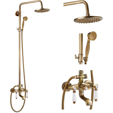 Exposed Shower System Antique Brass,Ceramic Lever Handle