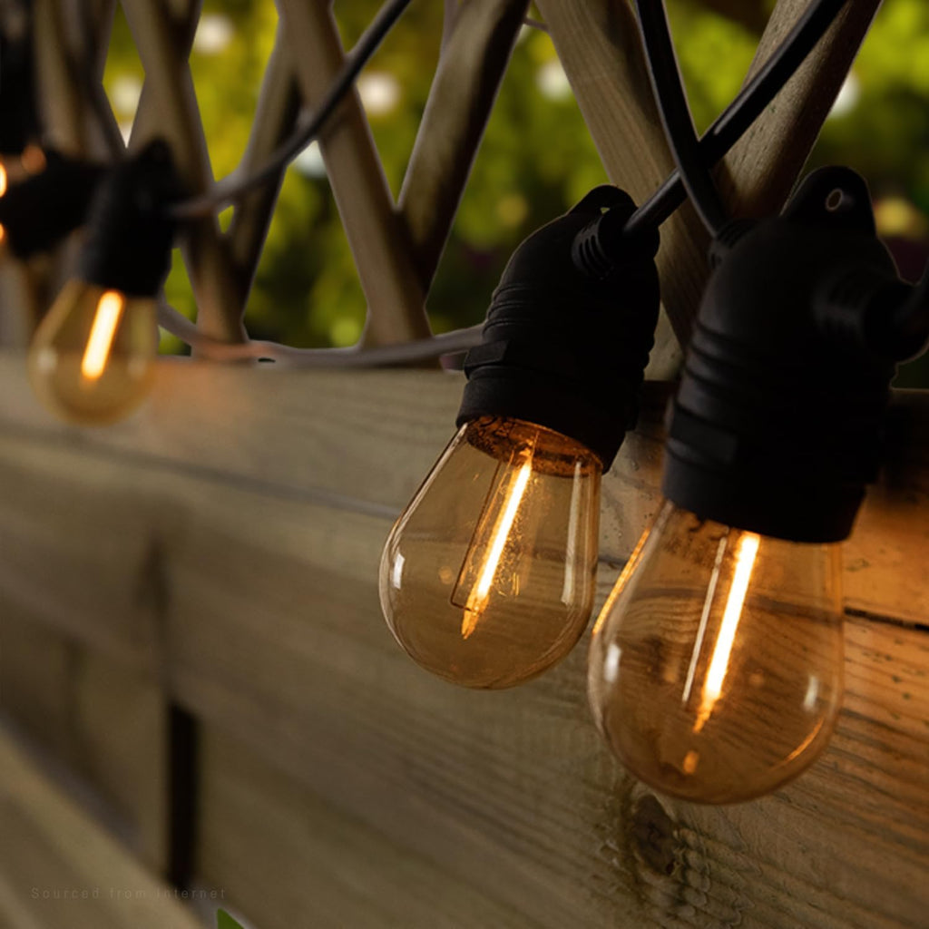 S14 LED Bulb, Amber Warm Glass, 2200K