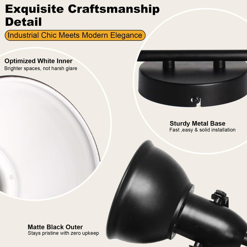 LED Track Lighting Fixtures, Rotatable 2-Light Spot Light Black