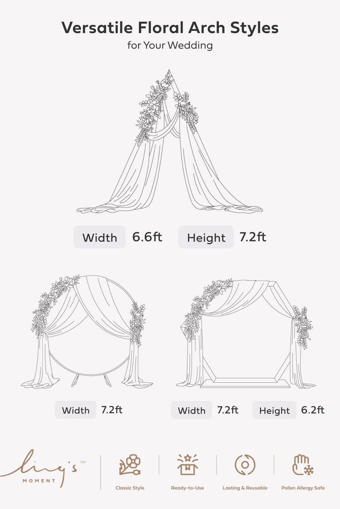 Wedding Arch Kit, Green Flowers & Sheer Drapes