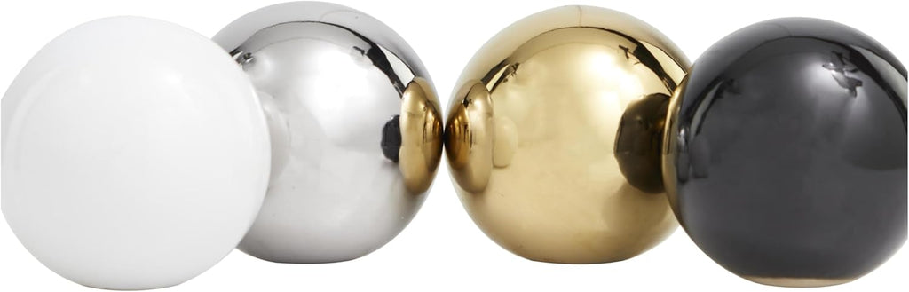Ceramic Geometric Metallic Small Minimalistic Decorative Ball Orbs & Vase Filler 4" D, Multi Colored - Set of 4