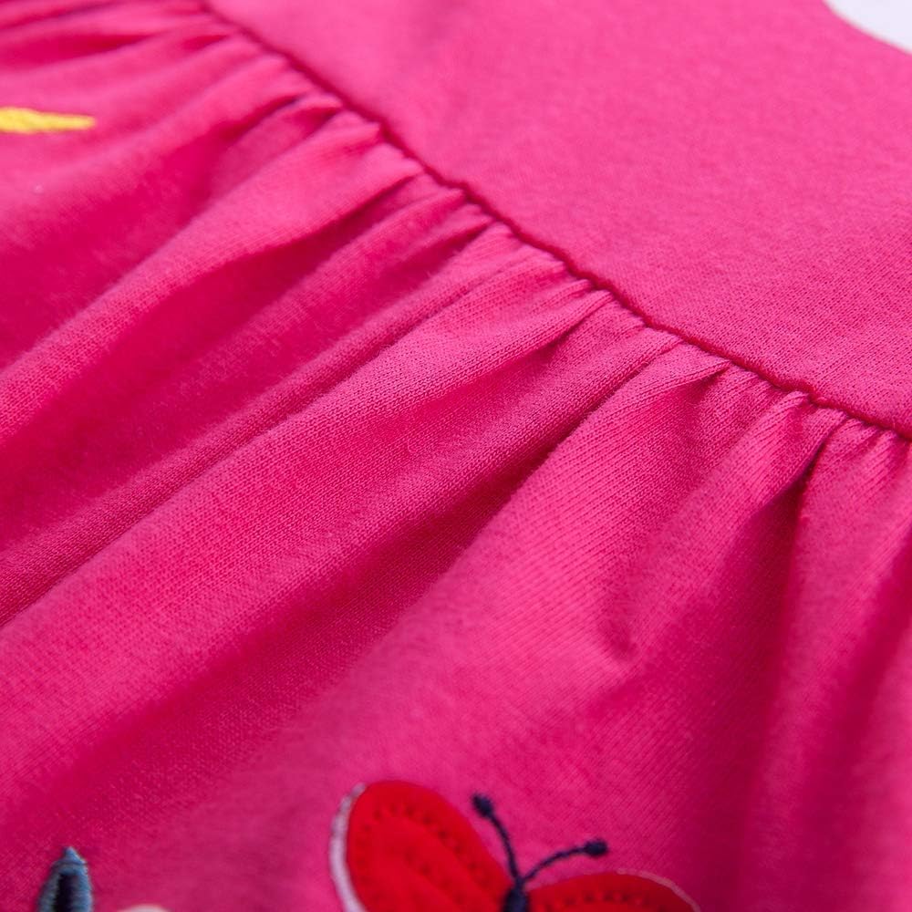 Cotton Girls Flower Rainbow Long Sleeve Dresses Butterfly Animal for Kids