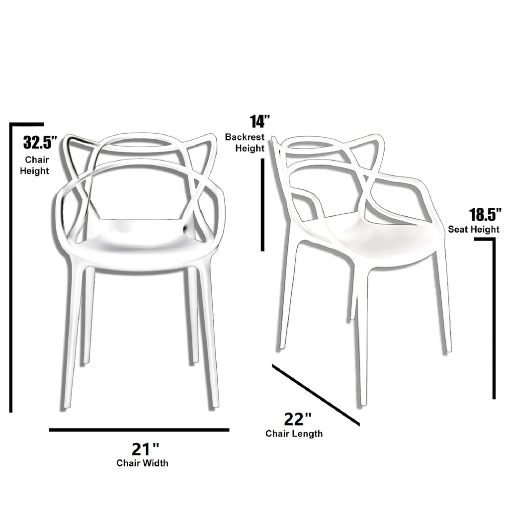 Modern Dining Chair | Stackable Indoor or Outdoor Entangled Side Chair | Weather Resistant Plastic, Restaurant