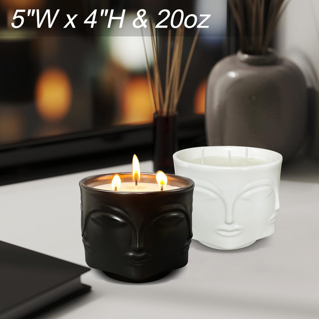 Strong Eucalyptus & Rosemary 3 Wick Black Large Candle, 20oz, Ceramic, Outdoor Scented Candles, 100% Soy Scented - Set of 20