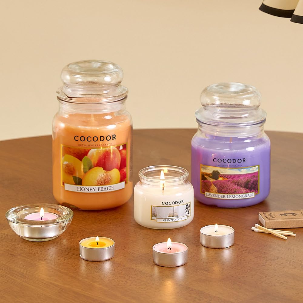 Candle Black Cherry Scented, Large Glass Jar 18oz Wick Candle, 110 Hours of Burn Time