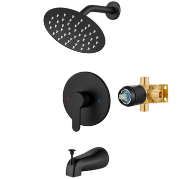 Shower Faucet Set with Tub Spout,6" Bathtub Faucet-Matte Black