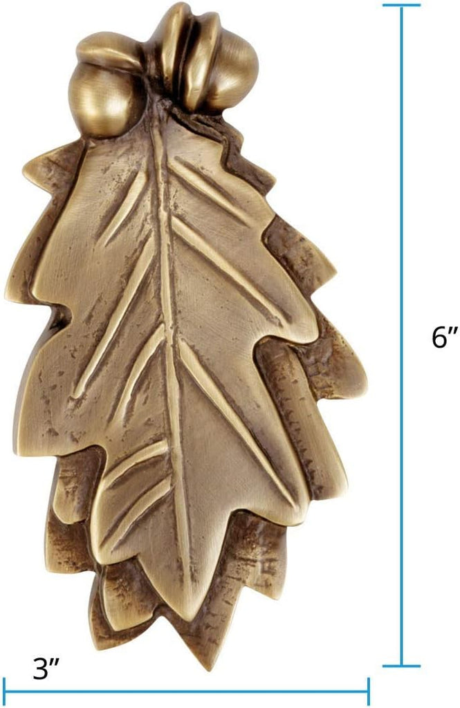 Oak Leaf Door Knocker Solid Brass Antique Finish 6 Inch Classic Entry Door Hardware