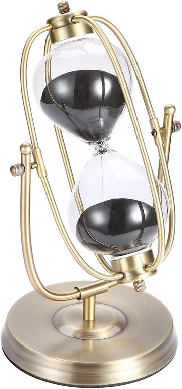 Hourglass 30 Minutes Sand Timer, Large Retro Brass Rotating Sand Clock, Antique Black Sand Watch 30 Min, Unity