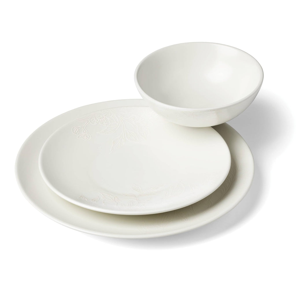 Roseto 12-Piece Dinnerware Set, White