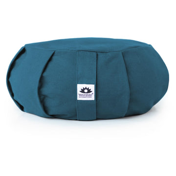 Meditation Cushion (Twilight Blue) Round, Buckwheat Husk Filled, Floor Pillow or Cushions, Yoga Seat, Zafu, Made in