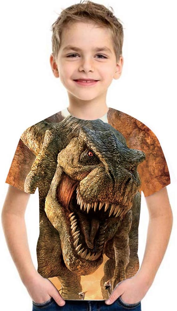 Kids Print 3D Dinosaurs Tees Shirts for Youth Boys Girls