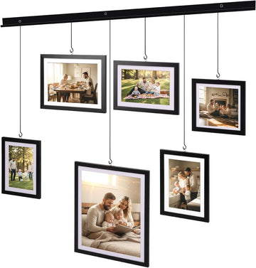 Exhibit Picture Frame Gallery Set, Wall Hanging Collage Frame for Various Sizes 4x4, 4x6, 5x7, 8x10 Inch Photos, Black