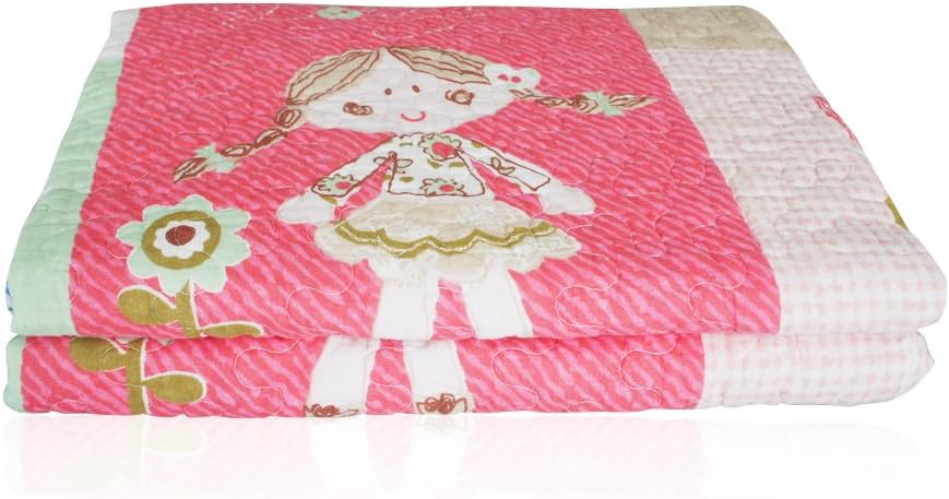 Cotton Coverlet Quilt Bedspread Girls Throw Blanket 43" X 51" Toddlers and Baby Quilt Nursery Bed Blanket Princess