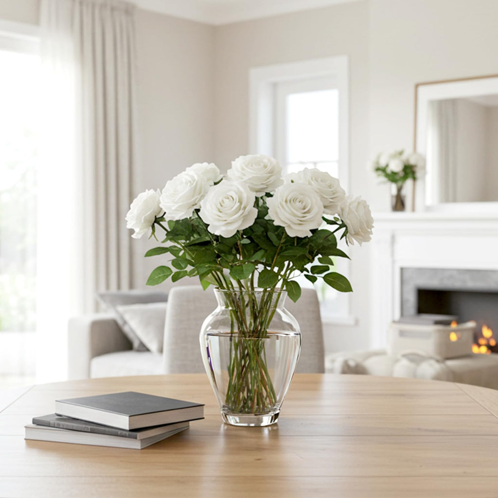 104pcs Roses Artificial Flower - Realistic White Fake Roses