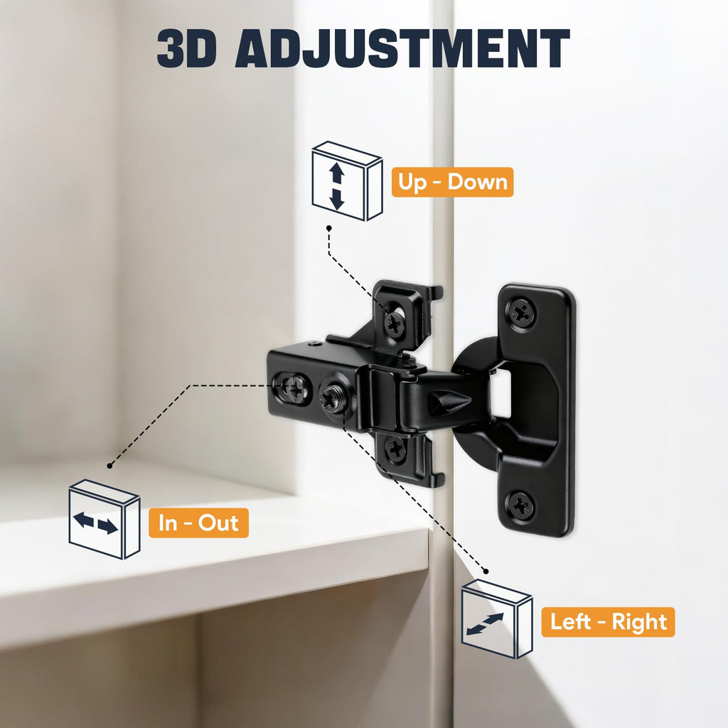 20 Pack (10 Pair) Soft Close Cabinet Hinges, 1/2 Overlay Soft Close Hinges Cabinet, Stainless Steel, Built-in Damper