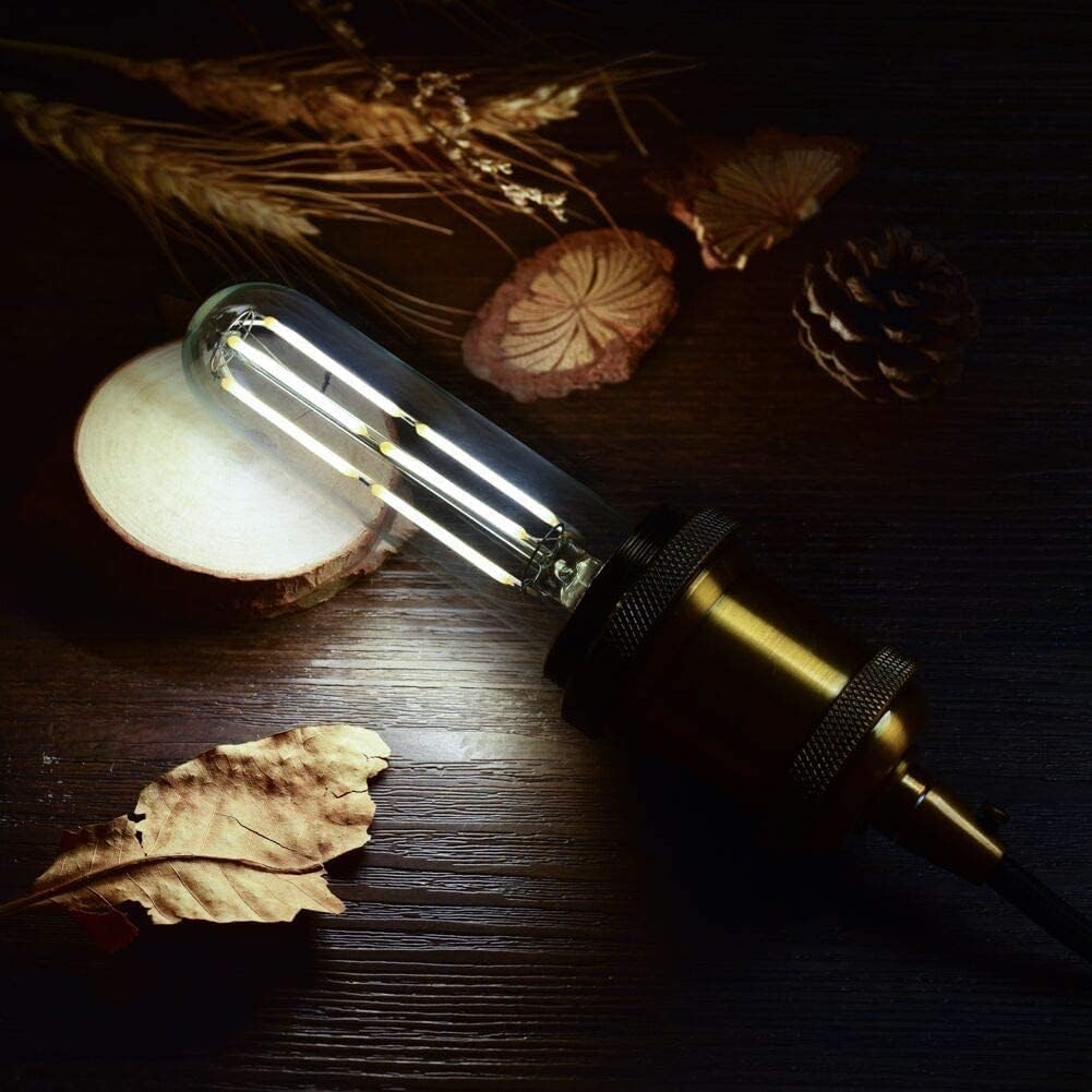 T10 LED Bulbs Daylight White 4000K LED Tubular Edison Light Bulbs 6W Dimmable Tube Vintage Bulbs 60 Watt