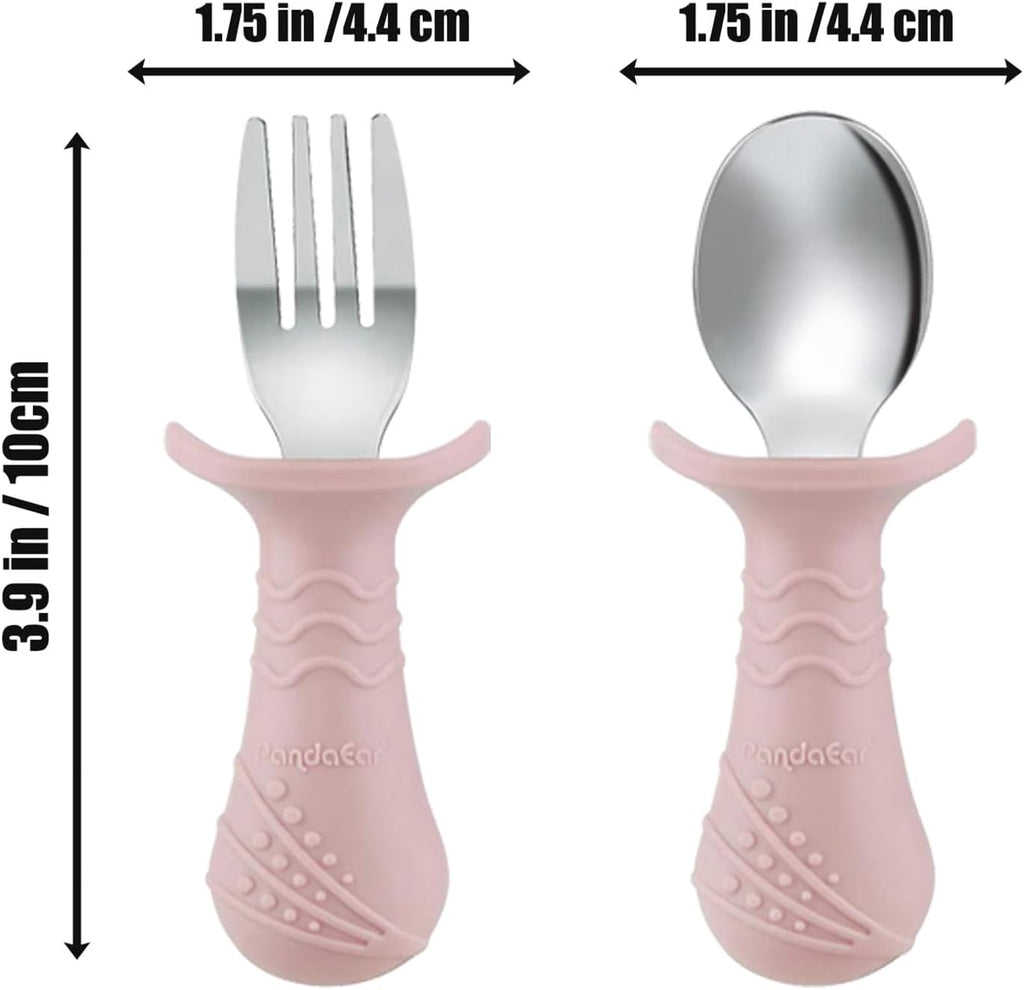 Stainless Steel Baby Feeding Set | 2 Divided Suction Plates, 2 Spill-Proof Straw Cups with Silicone Sleeves, 2 Forks