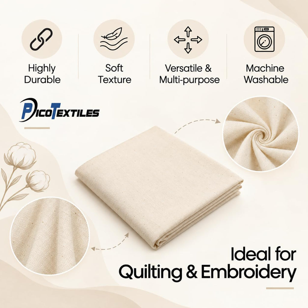 Textiles 5 Yard Bolt Natural Cotton Muslin Fabric