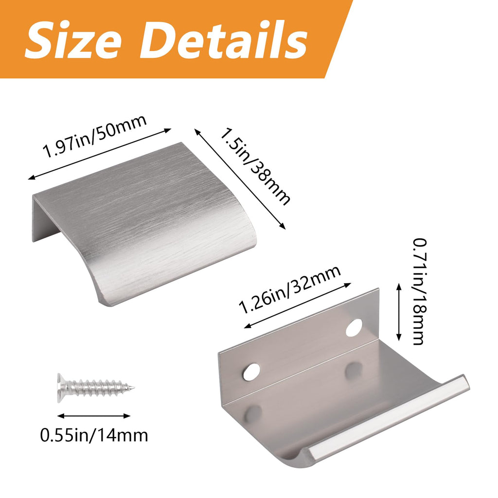 Finger Edge Pull, 8pcs Concealed Handle Modern Style Drawer Handles, Aluminum Alloy Invisible Handle Wardrobe Pulls