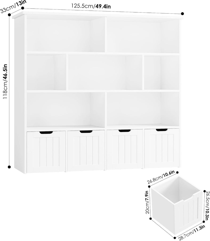 Toy Storage Organizer with Movable Drawer Toy Organizer for Kids | Kids Bookshelf and Toy Chest Storage with Hidden