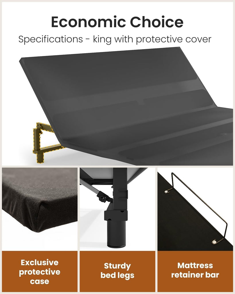 King Adjustable Bed Base Frame with Wireless Remote, Zero Gravity
