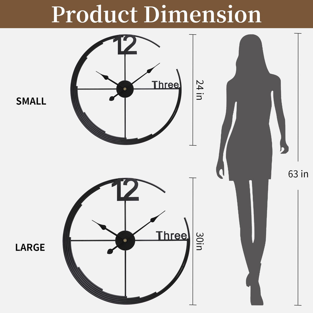 Large Wall Clock, Decorative Modern Wall Clock Round Silent Non-Ticking Battery Operated Clocks