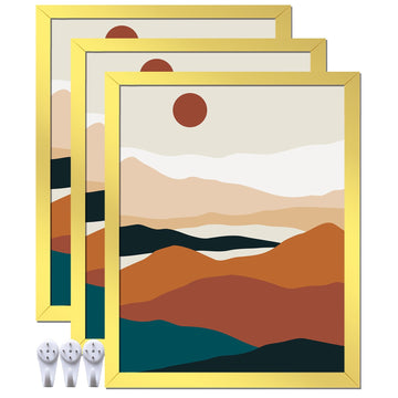 Gold 16x20 Picture Frame Set of 3, Gallery Wall Display Frames