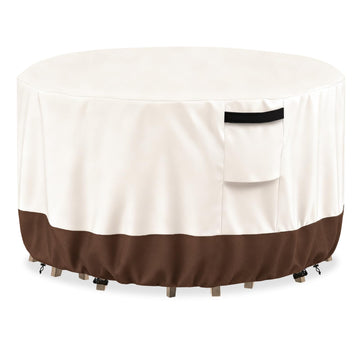 Outdoor Round Table Cover Waterproof Patio Furniture Covers, Patio Round Table Chair Set Covers - 48" Dia x 34" H