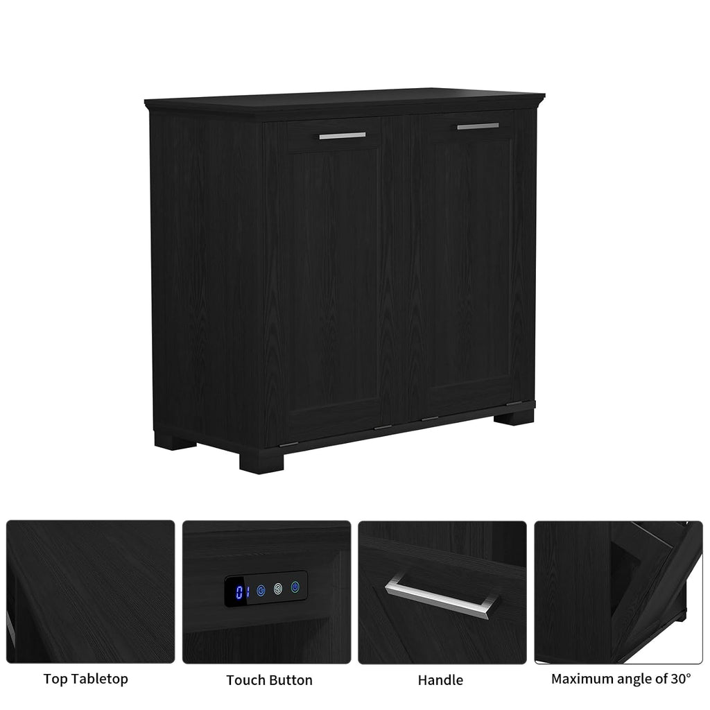 Tilt Out Trash Can Cabinet, Wooden Trash Cabinet with Deodorising Function, 20 Gallons Freestanding Dog-Proof Garbage
