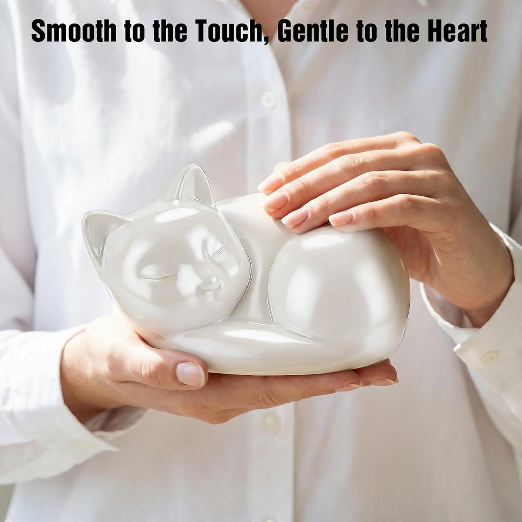 Pet Urn for Cats Small Urn for Pet Ashes Sleeping Kitty Cat Urns for Ashes Pet Cremation Keepsake Funeral Urns