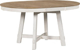42"-58" Farmhouse Extendable Dining Table for 4-6, Solid Wood Round Dining Table with 16" Leaf & X-Shaped Base