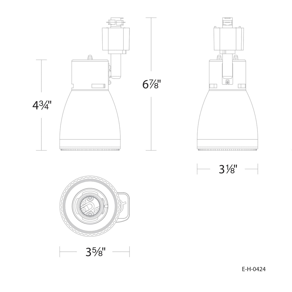 Luma Track Head E26 Base Socket (Lamp Sold Separately) in Black for H Track, Standard 3-Wire Track System (Single